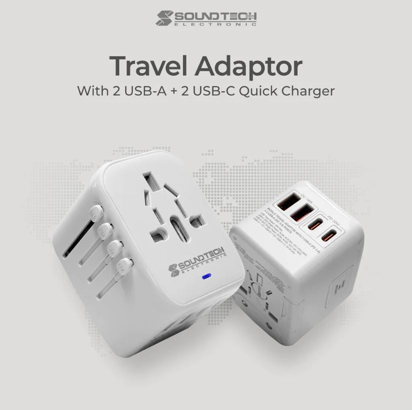 TRAVEL ADAPTOR WITH 20W FOUR USB-A+C QUICK CHARGER TA-820