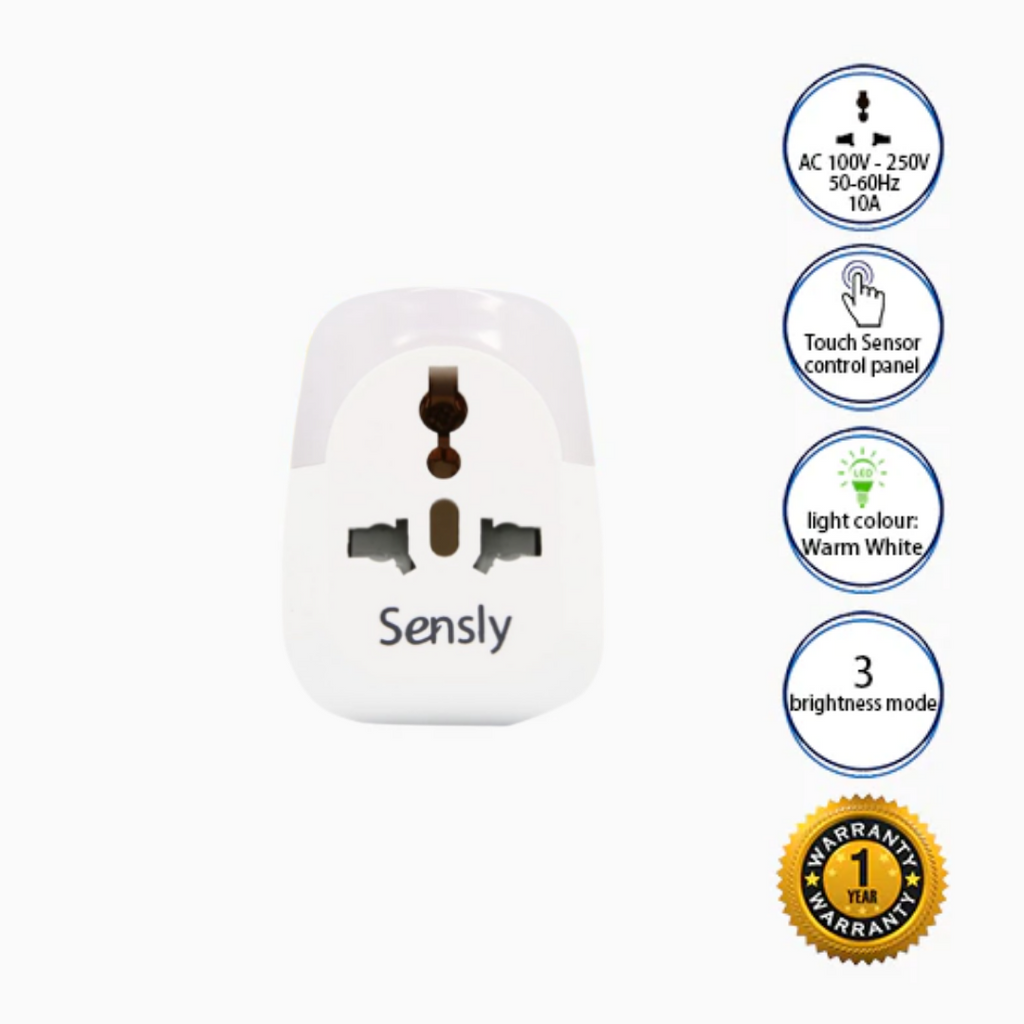 SENSLY TRAVEL ADAPTOR WITH TOUCH SENSOR LED NIGHT LIGHT - Maudire Distribution