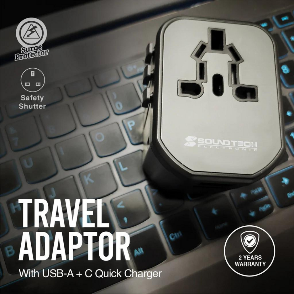 TRAVEL ADAPTOR W/USB A+C QUICK CHARGER TA-620